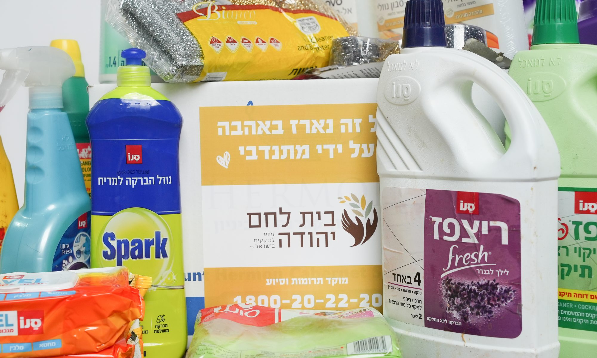 חלוקה חודשית של סל מוצרי ניקיון והגיינה- עמותת בית לחם יהודה תרומות לנזקקים
